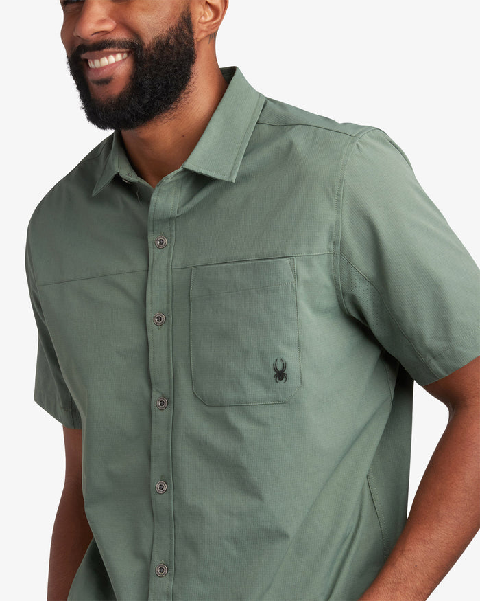 Men's Short Sleeve Ripstop Polo - Spruce Green