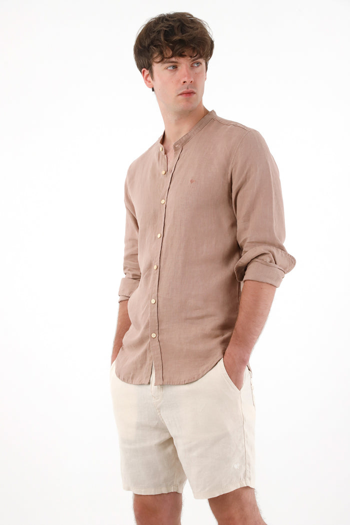 Men's Short Sleeve Striped Shirt in Cream