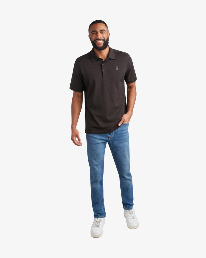 Men's Short Sleeve Tech Polo - Heather Black