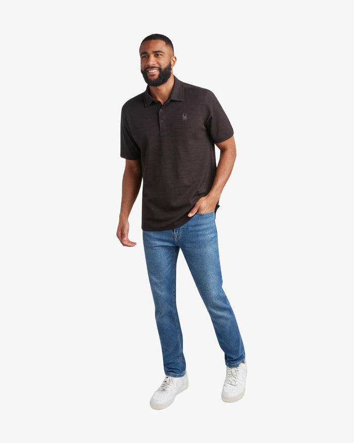 Men's Short Sleeve Tech Polo - Heather Black