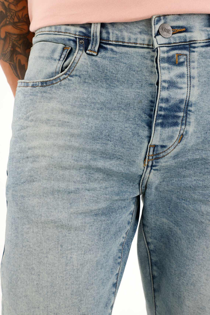 Men's Super Skinny Mid-Rise Jeans with 3D Wrinkles