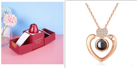 Eternal Rose Necklace Gift Set – Golden Heart Edition