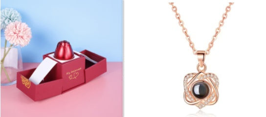 Luxury Eternal Rose Necklace Gift Set – Gold Heart