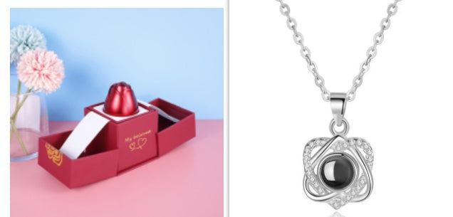 Luxury Eternal Rose Necklace Gift Set – Silver Heart