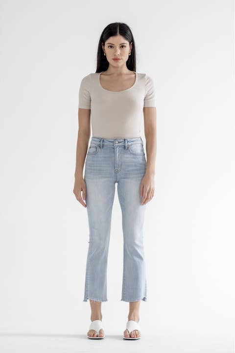 Style the Mica Denim High Rise Cropped Straight Jeans exclusively at Born To Glam