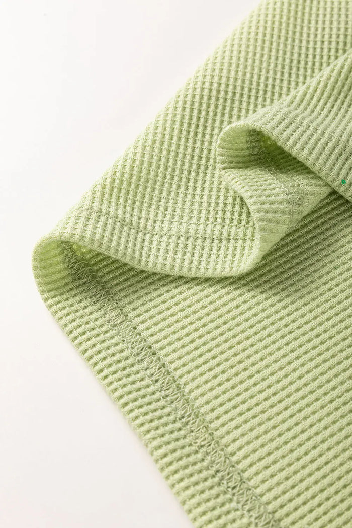 Mint Green Striped Patchwork Textured Colourblock 3/4 Sleeve Knit Top - Tops/Tops & Tees