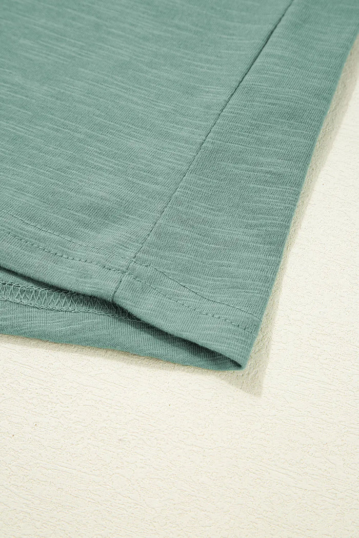 Mist Green Metallic Sheen Edge Scoop Neck Sleeveless Top - Tops/Vest Tops