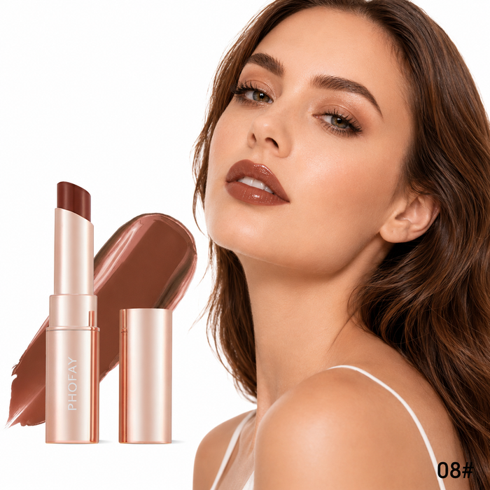 Hydrating lipstick for dry lips with lightweight texture and subtle glossy sheen
