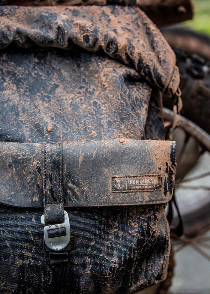 Iron & Resin Moto Pannier Bag in Black