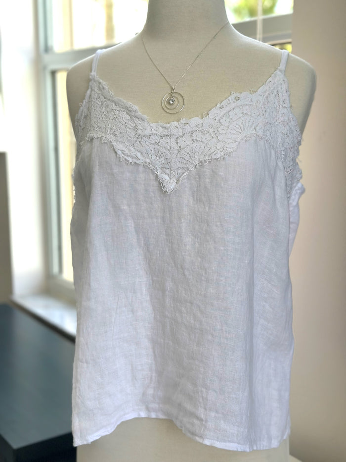 Nadia tank with lace neckline