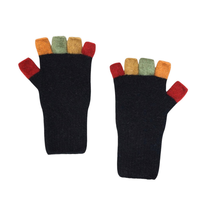 Native World - Merino and Possum Fingerless Gloves Black