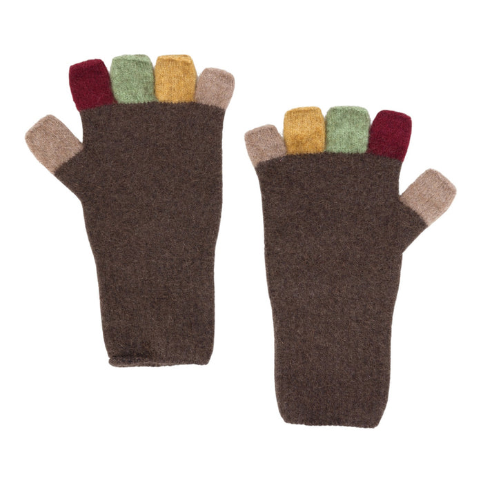 Native World - Merino and Possum Fingerless Gloves Cocoa