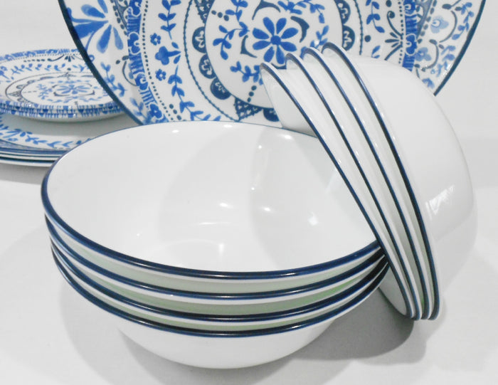 ❤️ NEW 16-pc Corelle PORTOFINO Dinnerware Set w/10-oz Dessert Bowls *Italian Blue Tiles