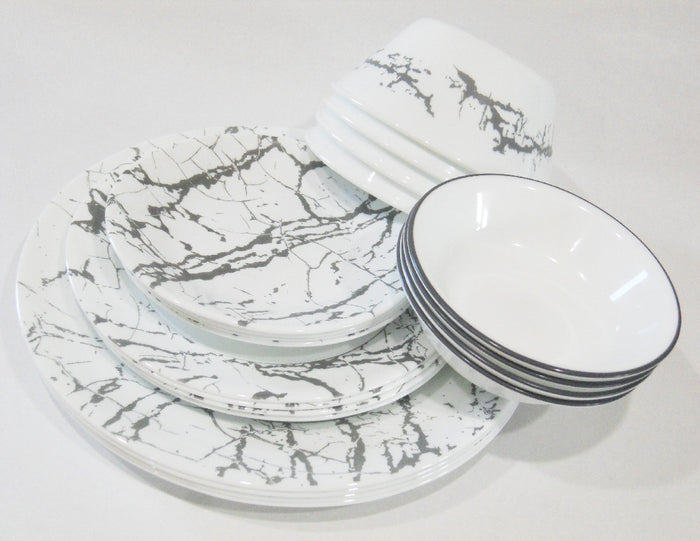 *NEW 20-pc Corelle STONE GREY DINNERWARE SET *Silver Gray Marble Asher Ribbons