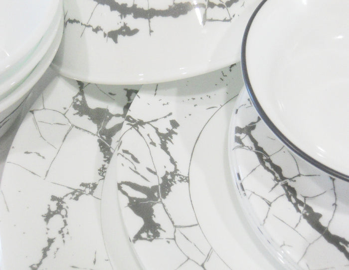 *NEW 20-pc Corelle STONE GREY DINNERWARE SET *Silver Gray Marble Asher Ribbons