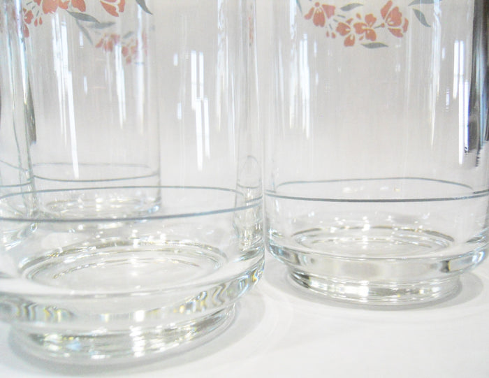 *NEW 6 Corelle SILK BLOSSOMS 14-oz GLASSES Iced Tea Cooler Tumblers *Pink Floral