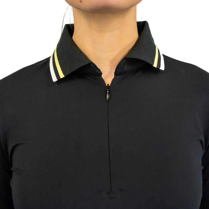 New Belyn Key Penny Long Sleeve Golf Top - Onyx/Lemon Size S MSP$136