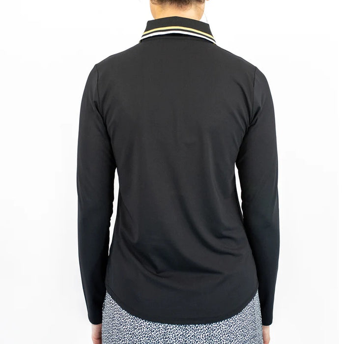 New Belyn Key Penny Long Sleeve Golf Top - Onyx/Lemon Size S MSP$136