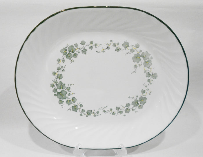 ❤️ NEW Corelle CALLAWAY Ivy Oblong SERVING PLATTER 12x10 Embossed Swirls GREEN