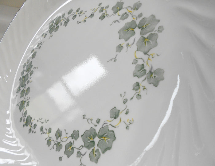 ❤️ NEW Corelle CALLAWAY Ivy Oblong SERVING PLATTER 12x10 Embossed Swirls GREEN
