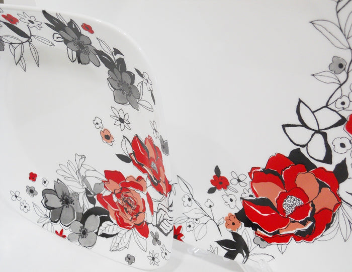 ❤️ NEW Corelle CHELSEA ROSE *Choose: DINNER or LUNCH PLATE *Red Black Grey Floral
