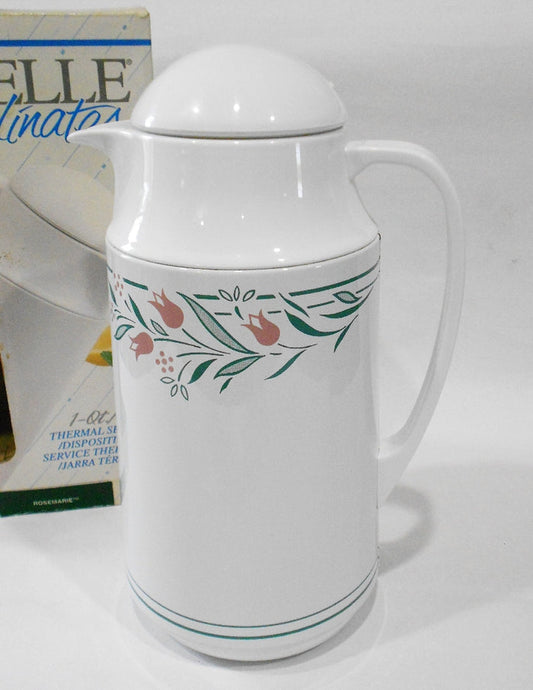 ❤️ NEW Corelle Corning ROSEMARIE 1-Qt Thermal SERVING CARAFE Hot Cold Coffee Tea