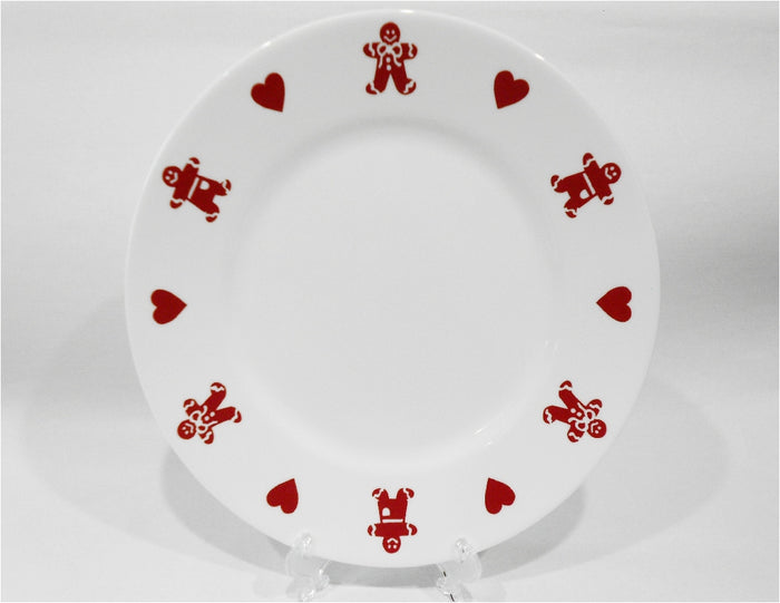 ❤️ NEW Corelle GINGERBREAD MEN & HEARTS 10 3/4" DINNER PLATE Christmas Valentines