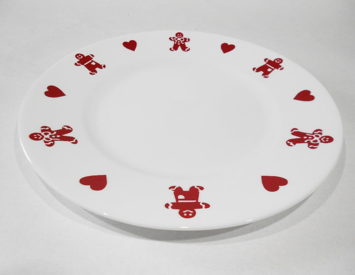 ❤️ NEW Corelle GINGERBREAD MEN & HEARTS 10 3/4" DINNER PLATE Christmas Valentines