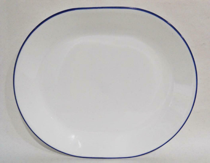 NEW Corelle NAVY INDIGO BLUE RIM SERVING PLATTER *Cafe, True, Folk Stitch, Lia
