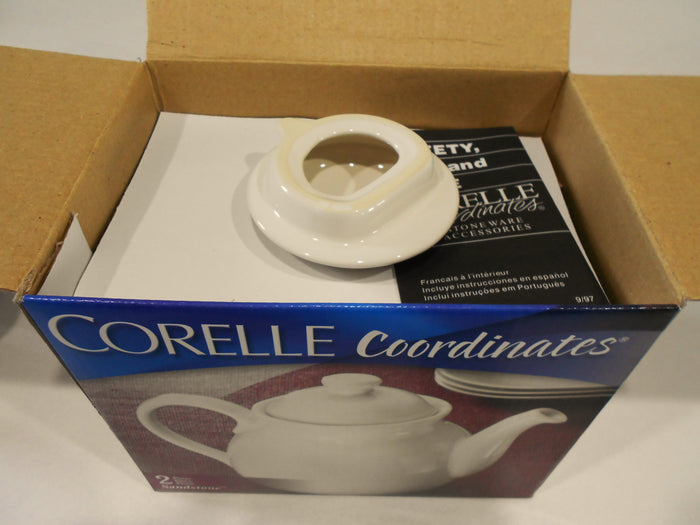 NEW Corelle SANDSTONE Beige 1 Qt. Stoneware TEAPOT Tea Pot 9.5" x 6.5"