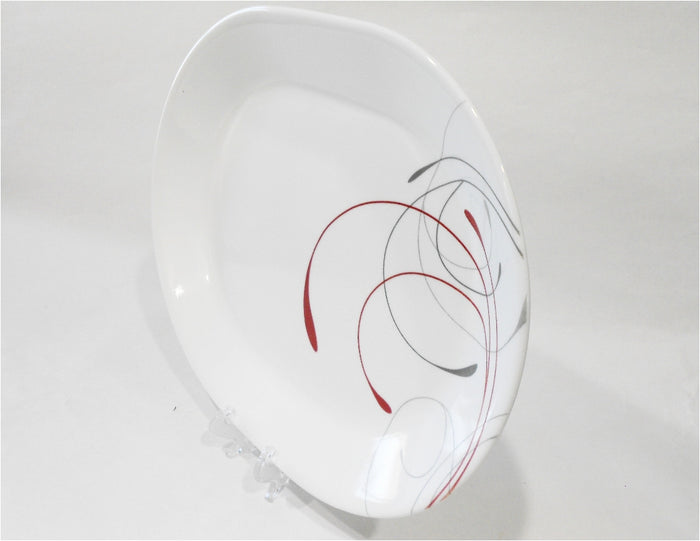 ❤️ NEW Corelle SPLENDOR 12.25" x 10" SERVING PLATTER *Energetic RED GRAY Scrolls