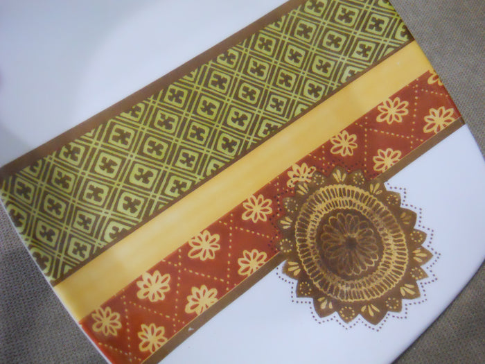 ❤️  NEW Corelle Square BAMAKO 10 1/4" Dinner Plate GEOMETRIC AFRICAN FABRICS