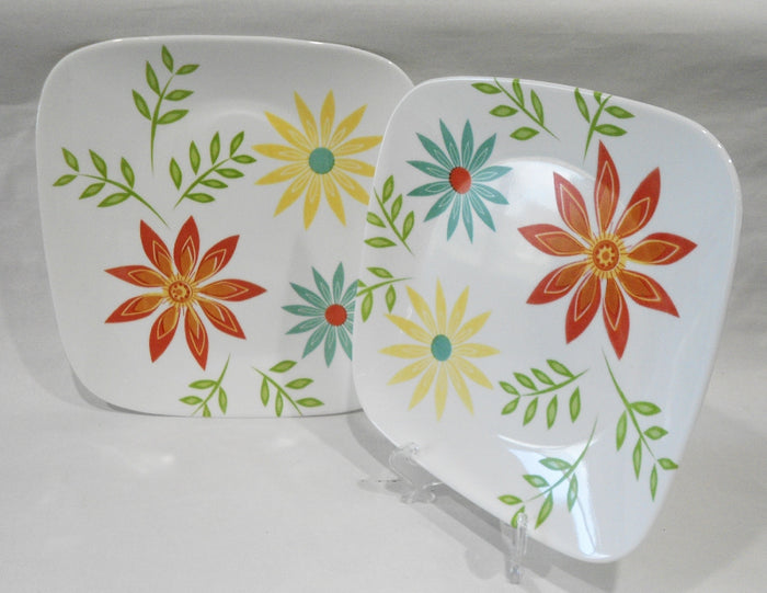 ❤️ NEW Corelle Square HAPPY DAYS Choose DINNER or LUNCH PLATE Retro Flower Power