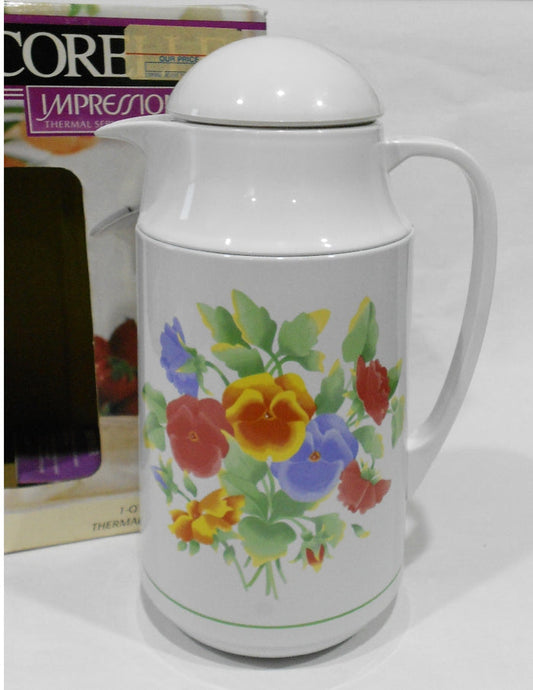 ❤️ NEW Corelle SUMMER BLUSH 1-Qt Thermal SERVING CARAFE Hot Cold Coffee Tea