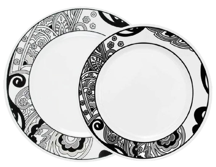 *NEW Corelle Vive NOUVEAU Choose: DINNER or LUNCH PLATE Black Grey White Paisley