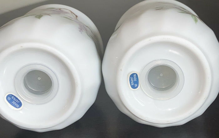 *NEW Corelle WISTERIA SALT & PEPPER SHAKER SET Purple Floral Porcelain Japan