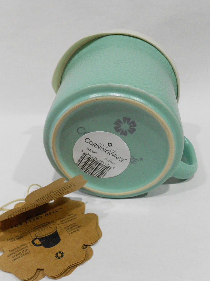 ❤️ New CORNINGWARE French Pop-Ins HAMMERED AQUA Green 20-oz MEAL MUG