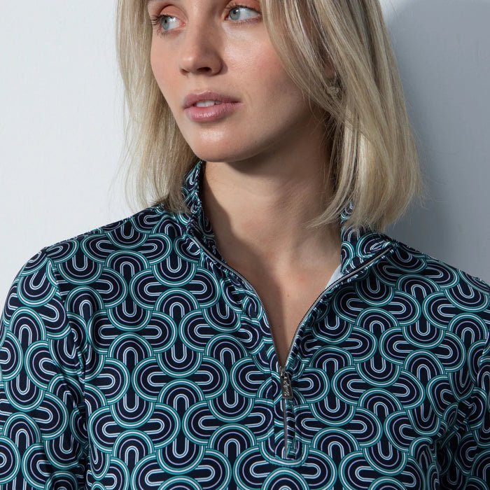 New Daily Sports Twine Geometric Print Long Sleeve Golf Top MSP$130