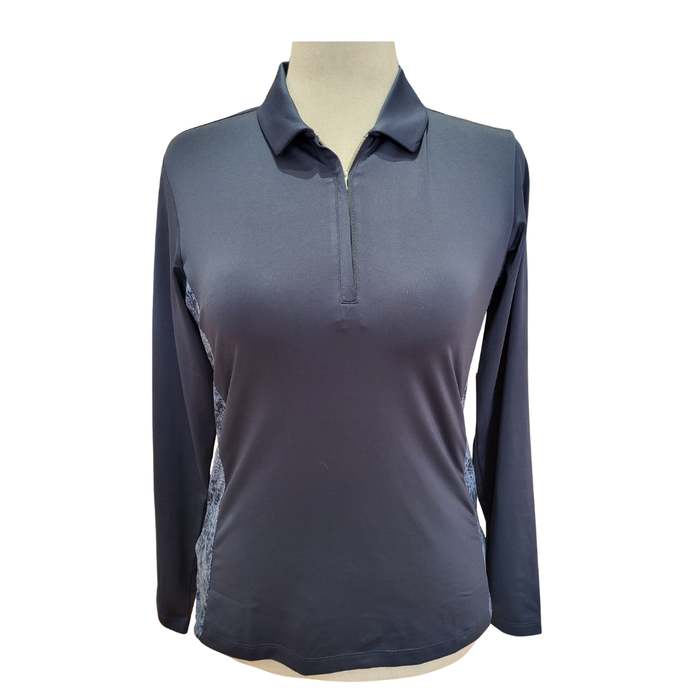 New Dunning Golf Women's Jersey Performance Long Sleeve Zip Polo - Halo Size M