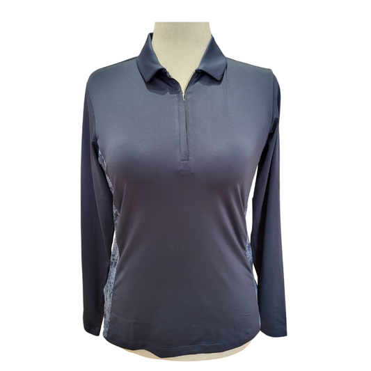 New Dunning Golf Women's Jersey Performance Long Sleeve Zip Polo - Halo Size M