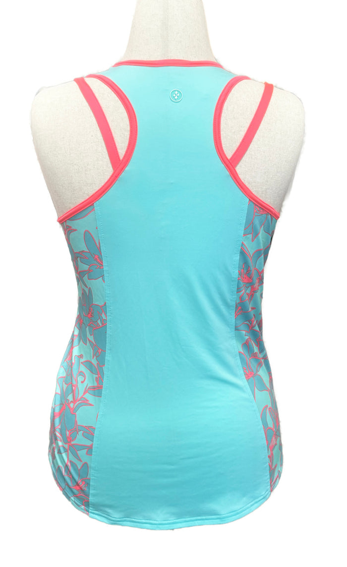 New Jofit Aqua & Teal Floral Tennis Tank MSP$70