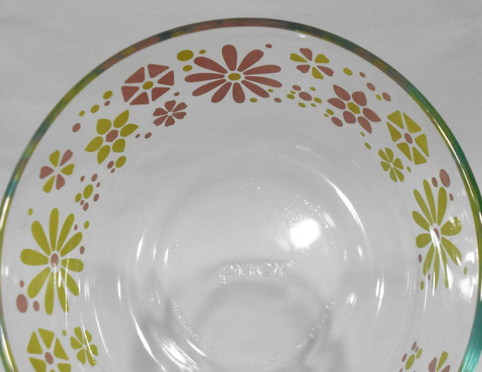 ❤️ NEW PYREX 4 Cup FLOWER POWER Storage Bowl RETRO FLORAL Yellow Pink Petals