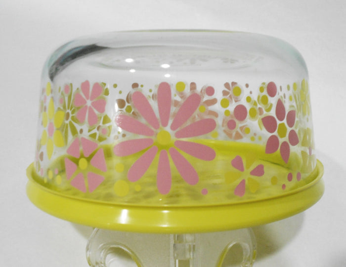 ❤️ NEW PYREX 4 Cup FLOWER POWER Storage Bowl RETRO FLORAL Yellow Pink Petals