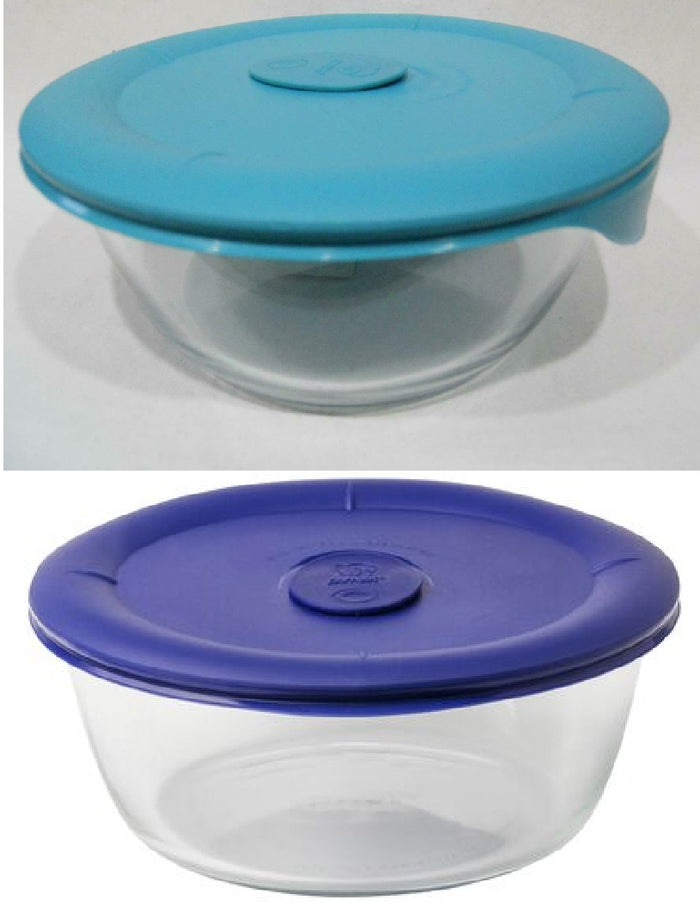 New PYREX Pro ROUND 5 Cup DISH & Vented COVER Choose TURQUOISE or NAVY BLUE 8201