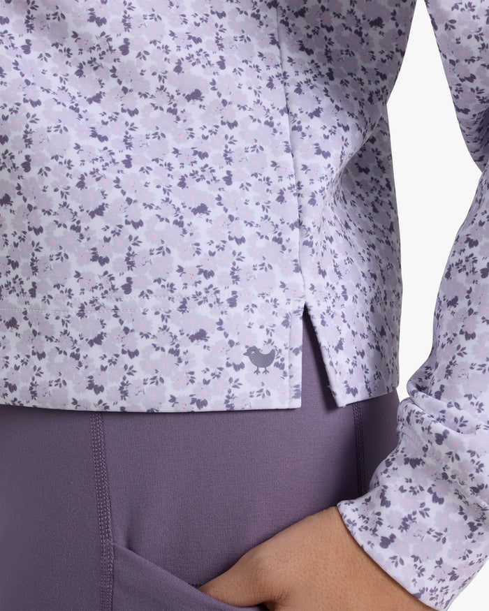 New Women's Bad Birdie At EAse Quarterzip - Garden Gala - Lavender Blue