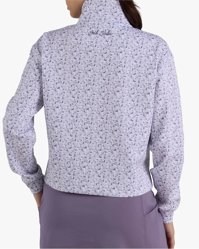 New Women's Bad Birdie At EAse Quarterzip - Garden Gala - Lavender Blue