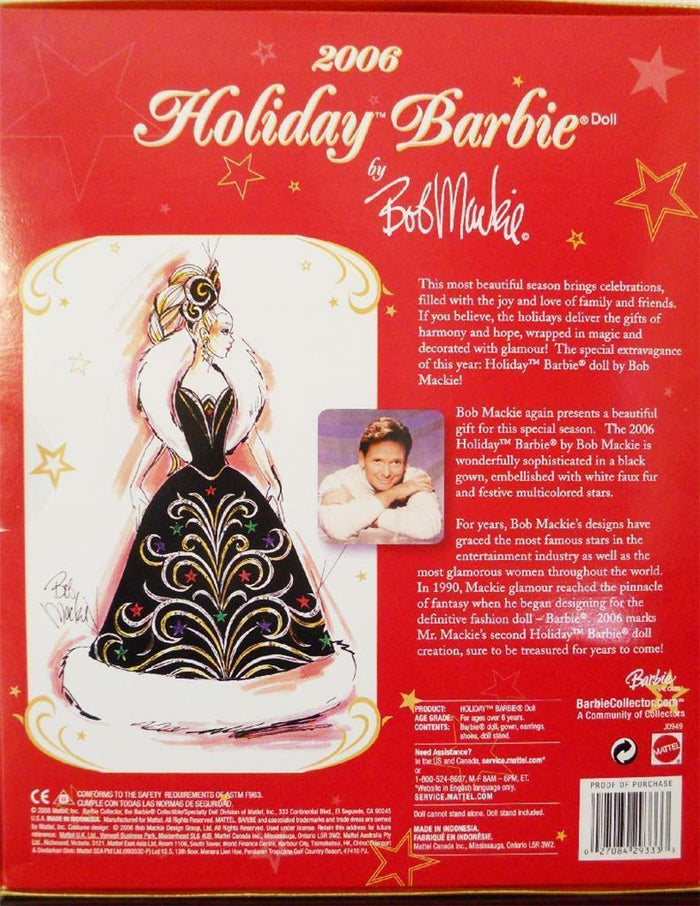 *NIB 2006 HOLIDAY BARBIE *Bob Mackie BLACK VELVET Embellished Gown Blonde Braid