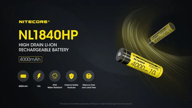 Nitecore NL1840HP 4000mAh Rechargeable 18650 Battery
