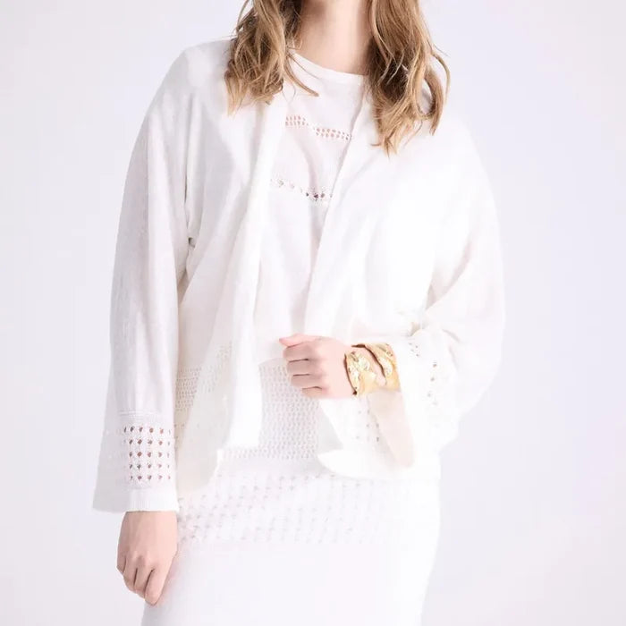 NOTSHY Linen Cardigan and Tank Set - White