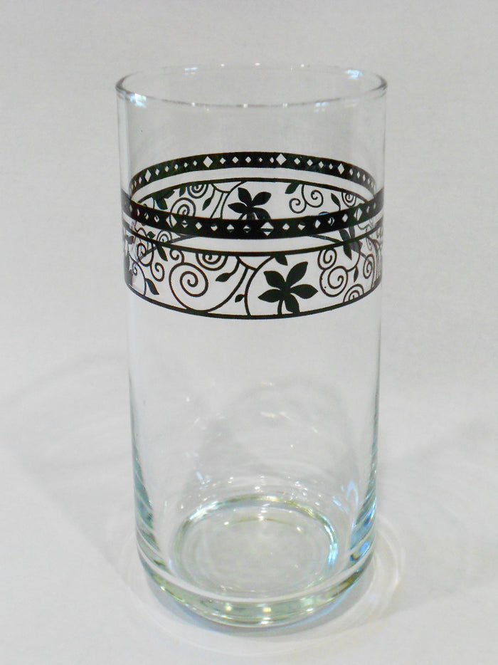 ❤️ NR Mint CORELLE Corning BLACK WINDING GATE 14-oz TUMBLER GLASS Floral Scrolls